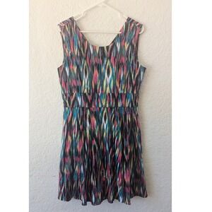 Calvin Klein Fit & Flare Dress Colorful Print Sleeveless Party Casual 12